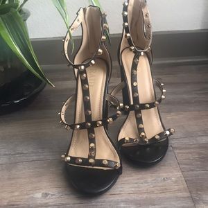 Raid Vibe Black Studded Block Heels
